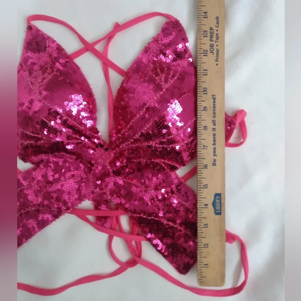 🎉HP🎉Sequin pink crop backless butterfly bra top - Picture 4 of 5